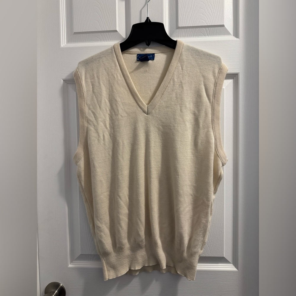 Towncraft V-Neck Cream Sweater Vest